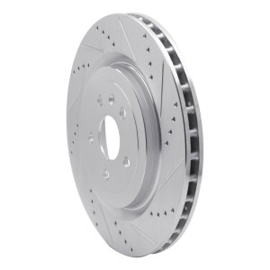 Cadillac CTS Brake Rotor (1) - Rear Right - R1 Concepts - Drilled & Slotted - Silver - `09-`24